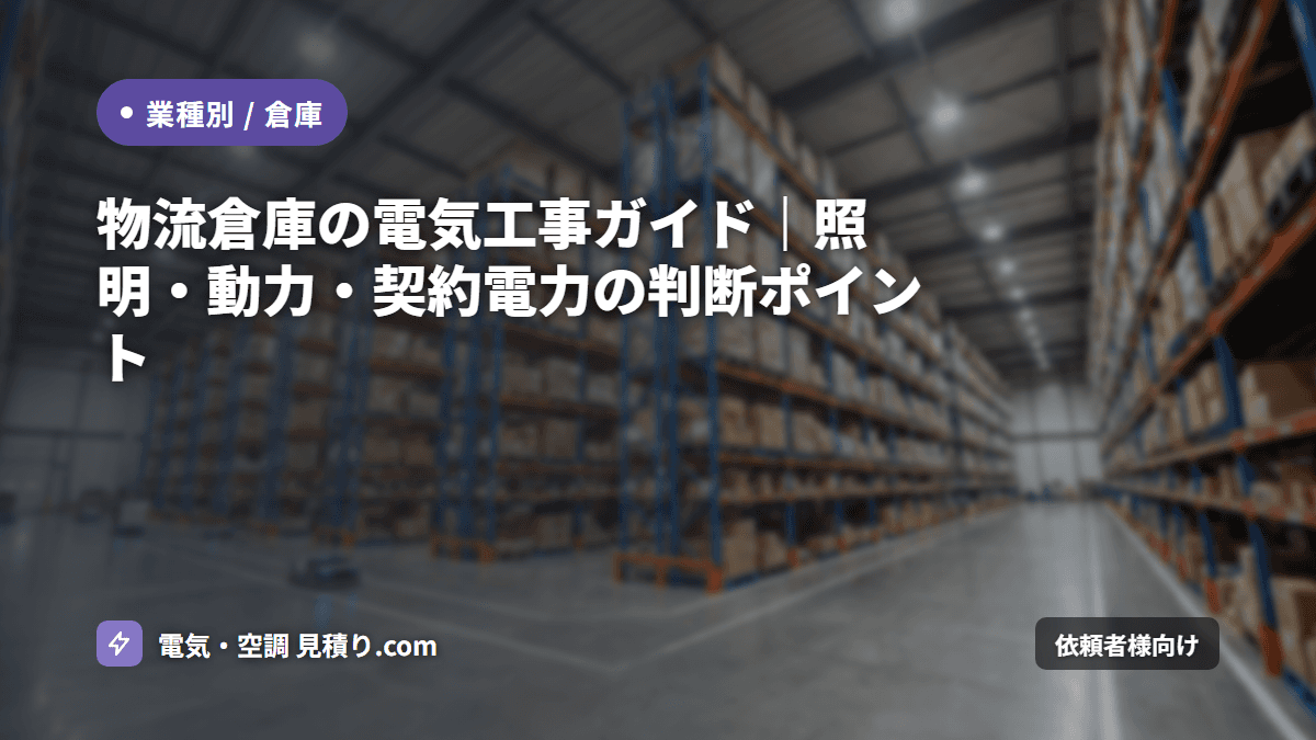 物流倉庫の電気工事ガイド｜照明・動力・契約電力の判断ポイント