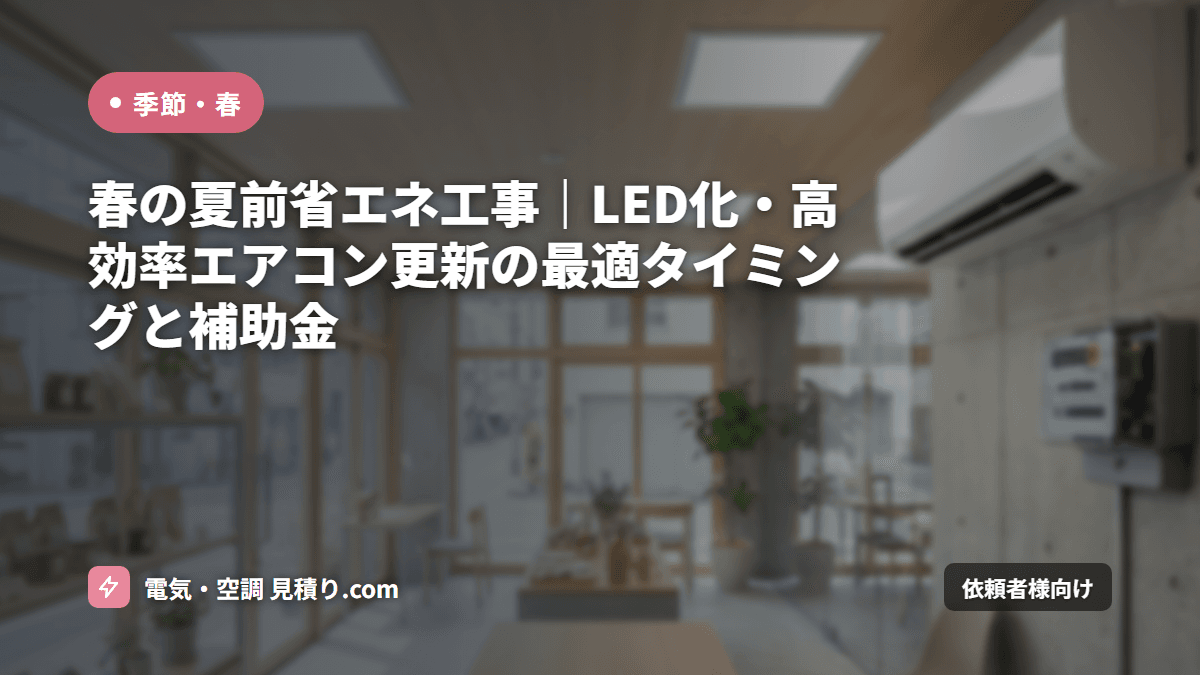 春の夏前省エネ工事｜LED化・高効率エアコン更新の最適タイミングと補助金