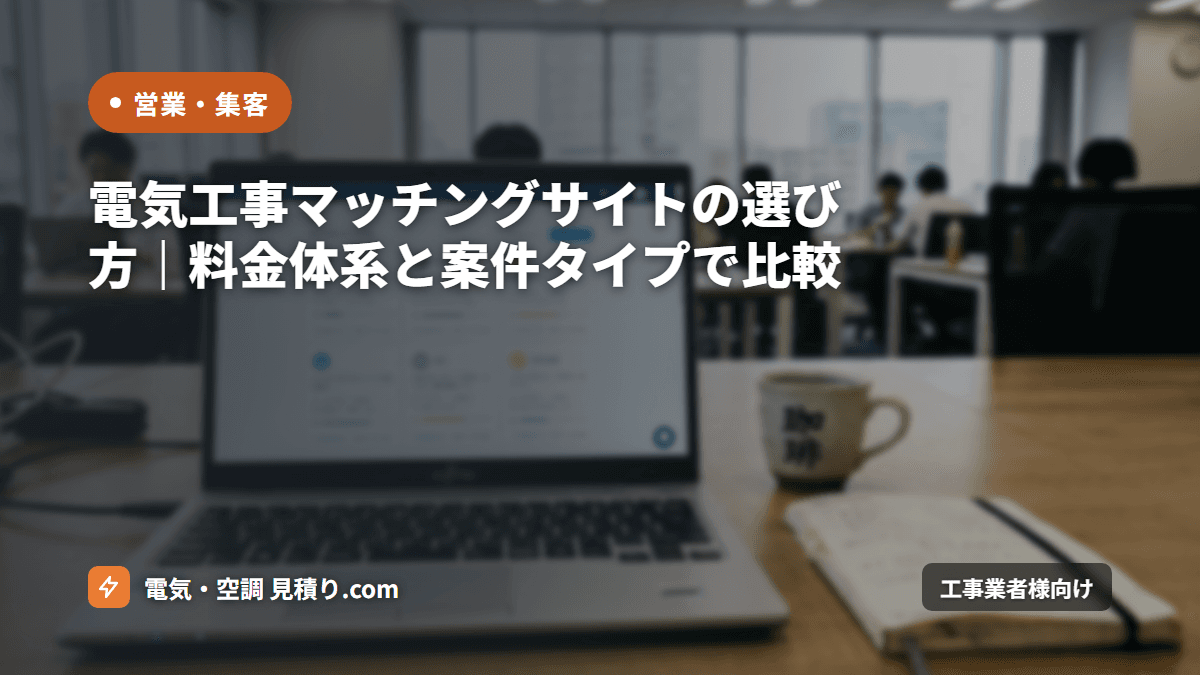 電気工事マッチングサイトの選び方｜料金体系と案件タイプで比較