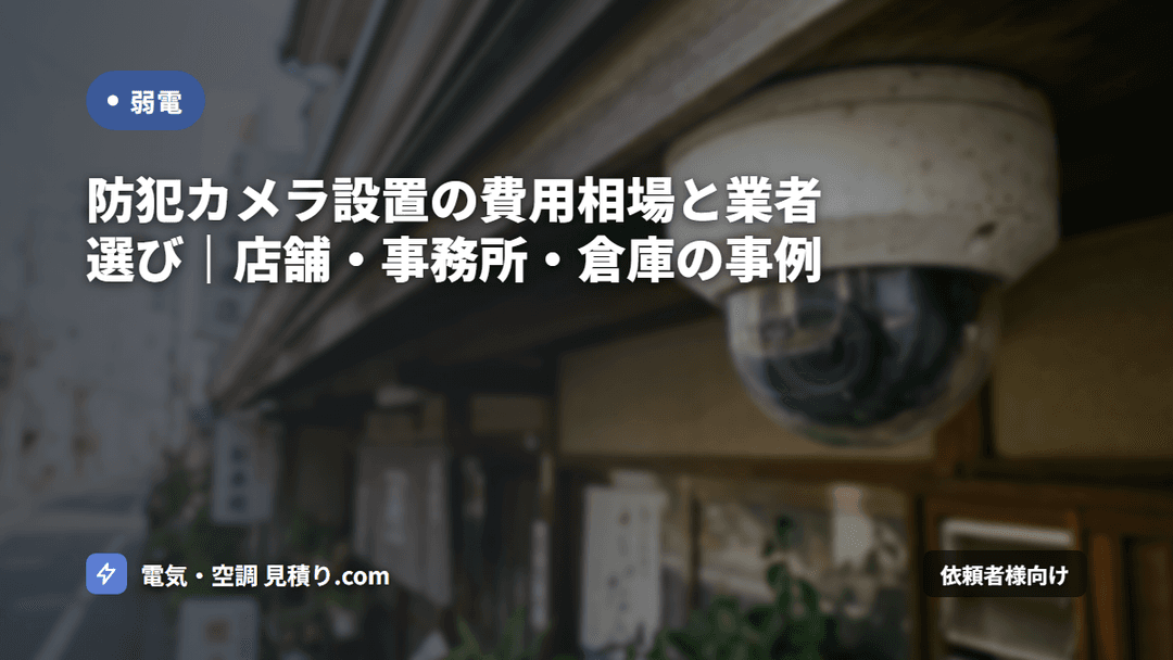 防犯カメラ設置の費用相場2026|オフィス・店舗・倉庫の台数別と業者選び