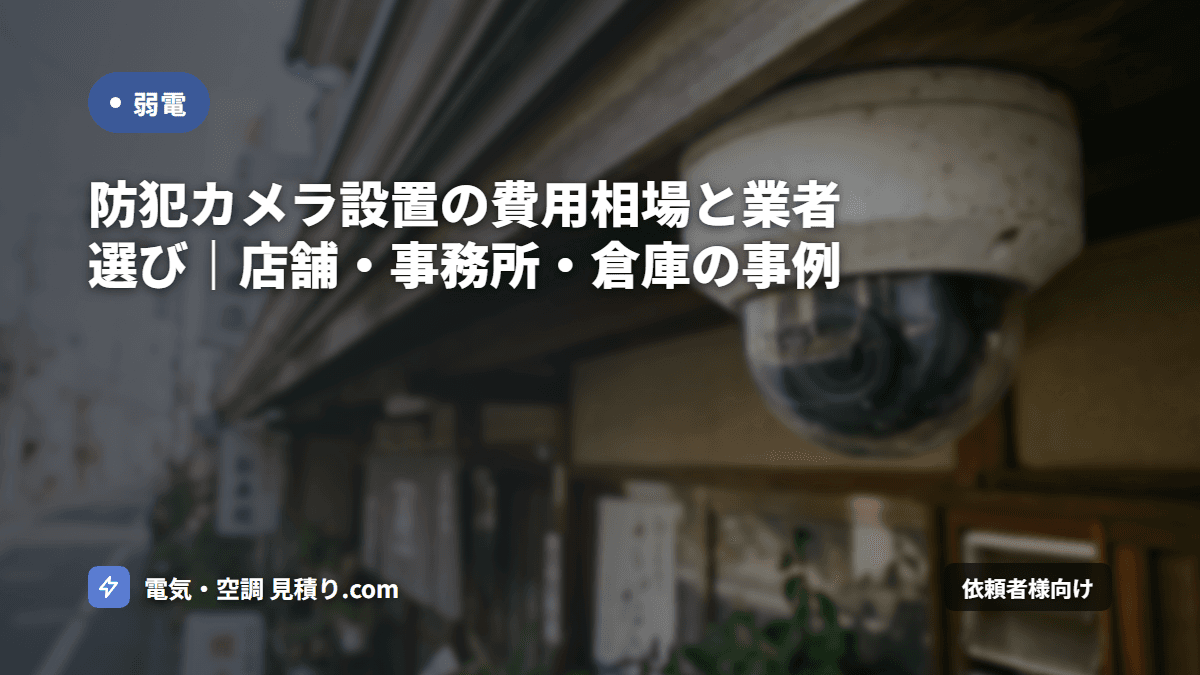 防犯カメラ設置の費用相場2026|オフィス・店舗・倉庫の台数別と業者選び