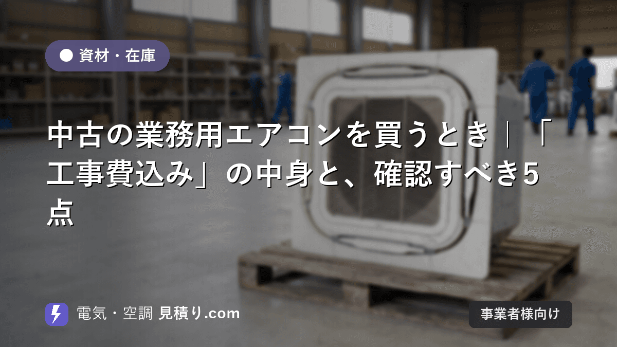 中古の業務用エアコンを買うとき|「工事費込み」の中身と、確認すべき5点
