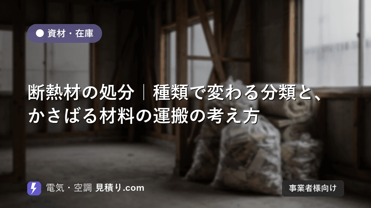 断熱材の処分|種類で変わる分類と、かさばる材料の運搬の考え方