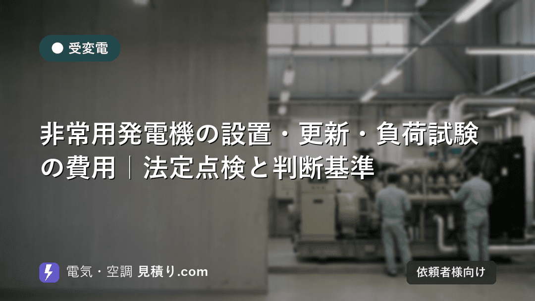 非常用発電機の設置・更新・負荷試験の費用|法定点検と判断基準