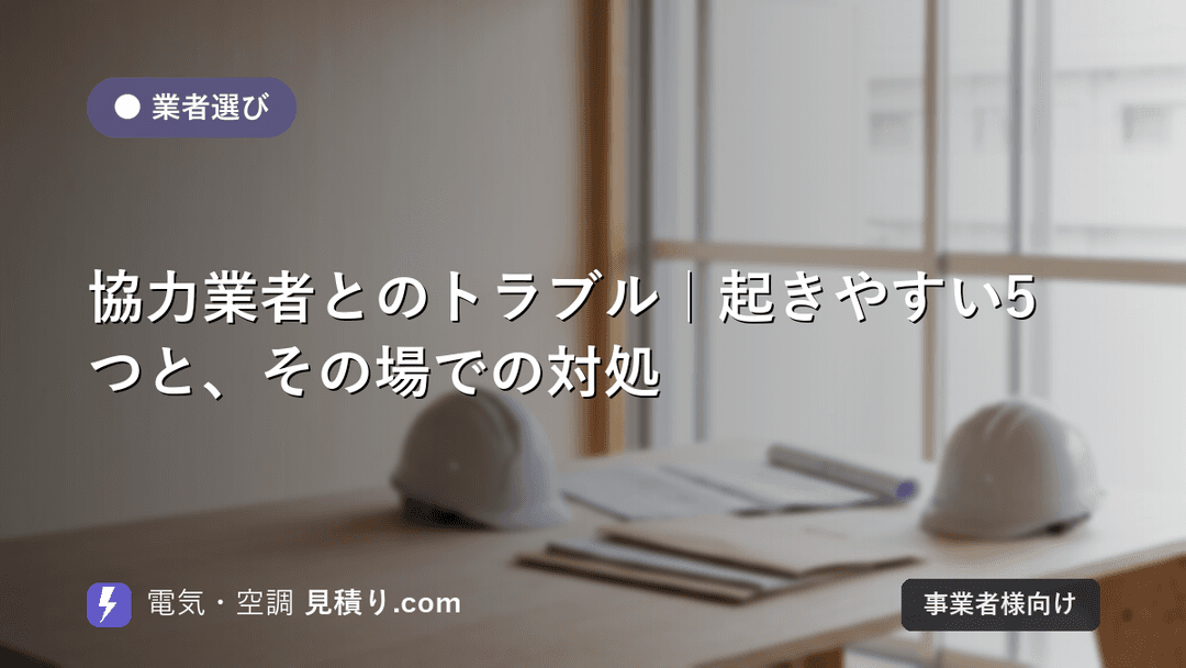協力業者とのトラブル|起きやすい5つと、その場での対処