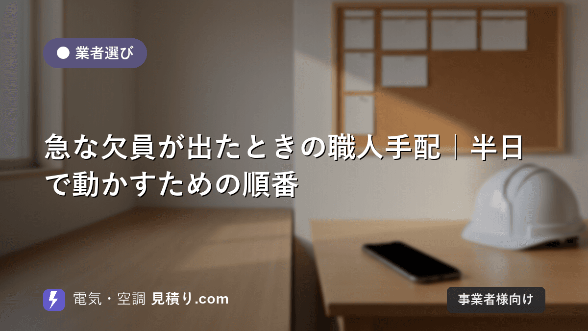 急な欠員が出たときの職人手配|半日で動かすための順番