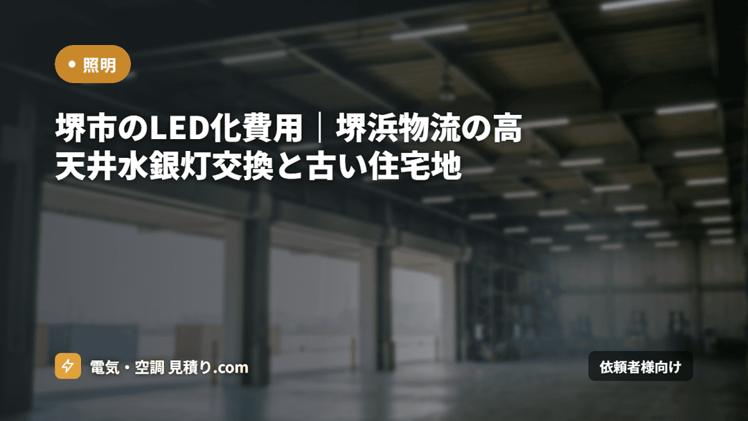 堺市のLED化費用|堺浜物流の高天井水銀灯交換と古い住宅地