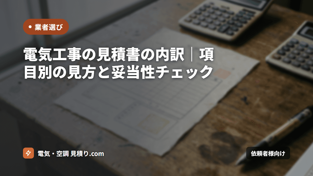 電気工事の見積書の内訳|項目別の見方と妥当性チェック