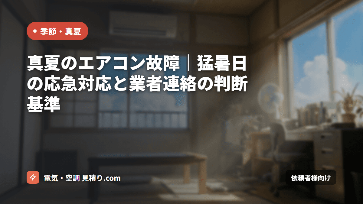 真夏のエアコン故障|猛暑日の応急対応と業者連絡の判断基準