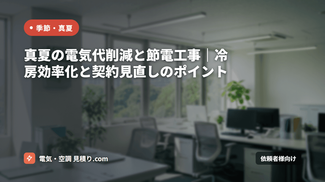 真夏の電気代削減と節電工事|冷房効率化と契約見直しのポイント