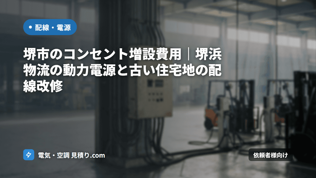 堺市のコンセント増設費用|堺浜物流の動力電源と古い住宅地の配線改修