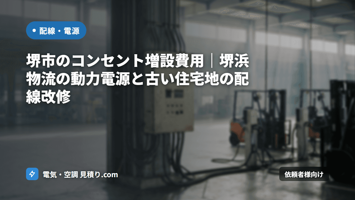 堺市のコンセント増設費用|堺浜物流の動力電源と古い住宅地の配線改修