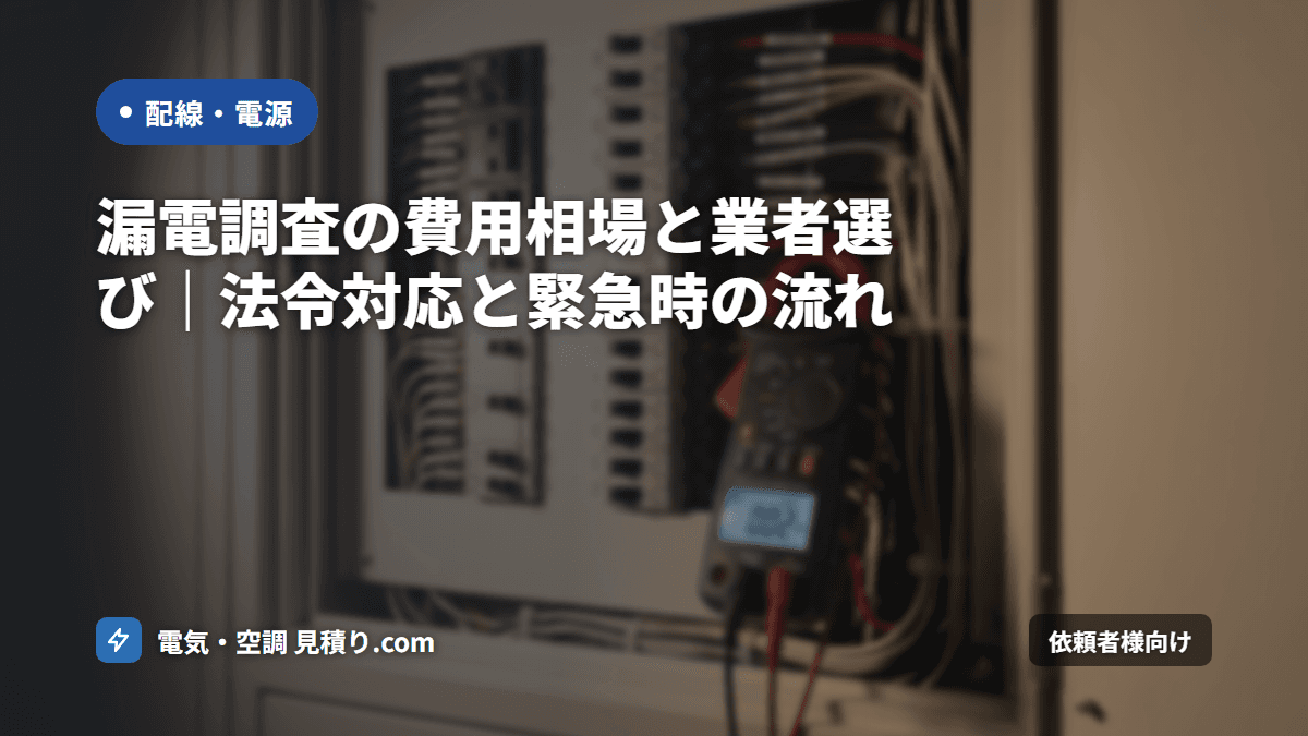 漏電調査の費用相場|1万円台〜20万円の内訳と当日の流れ・業者選び