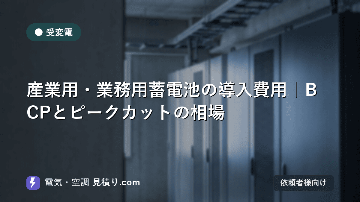 産業用・業務用蓄電池の導入費用|BCPとピークカットの相場