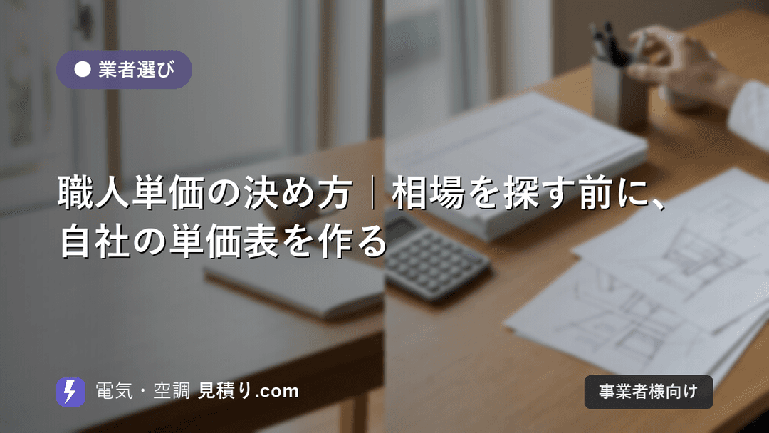 職人単価の決め方|相場を探す前に、自社の単価表を作る