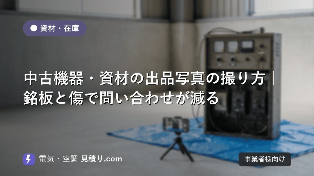 中古機器・資材の出品写真の撮り方|銘板と傷で問い合わせが減る