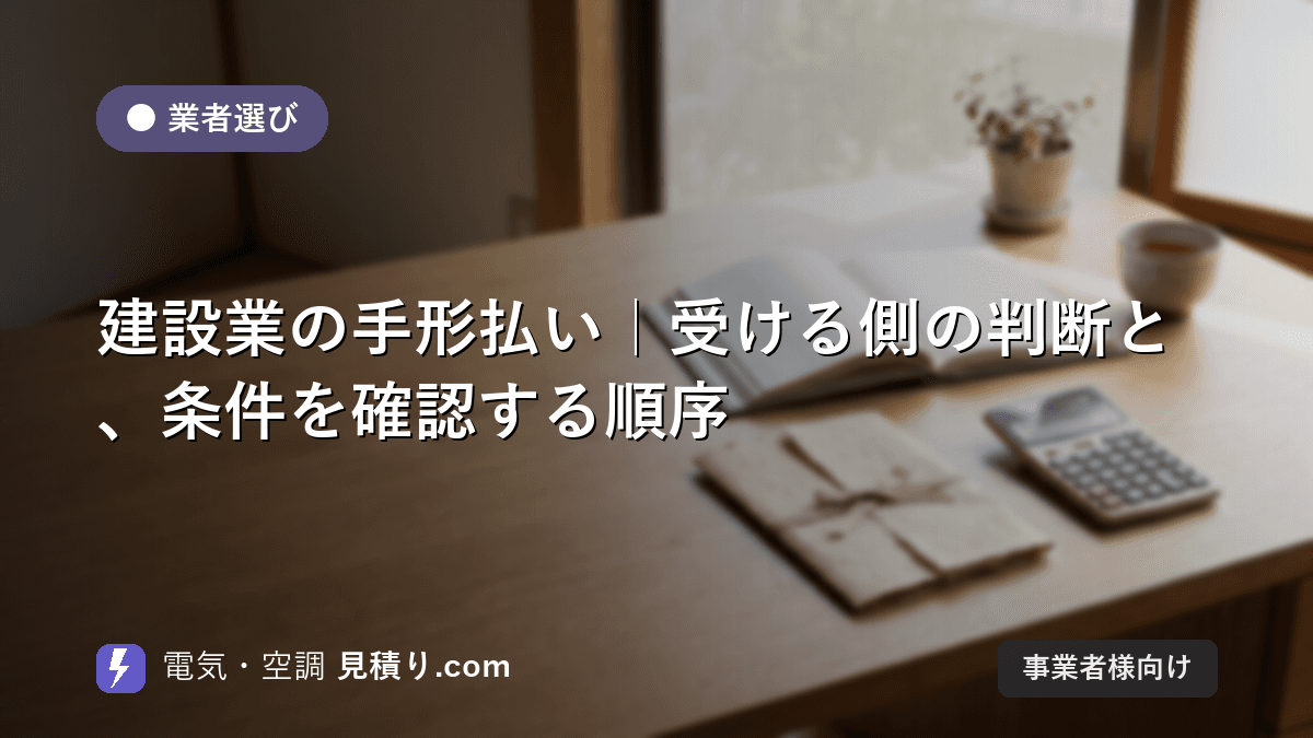 建設業の手形払い|受ける側の判断と、条件を確認する順序