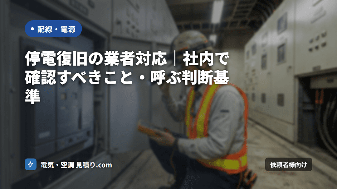 停電復旧の業者対応|社内で確認すべきこと・呼ぶ判断基準