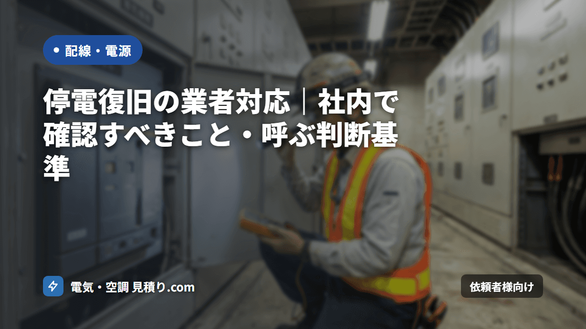 停電復旧の業者対応|社内で確認すべきこと・呼ぶ判断基準