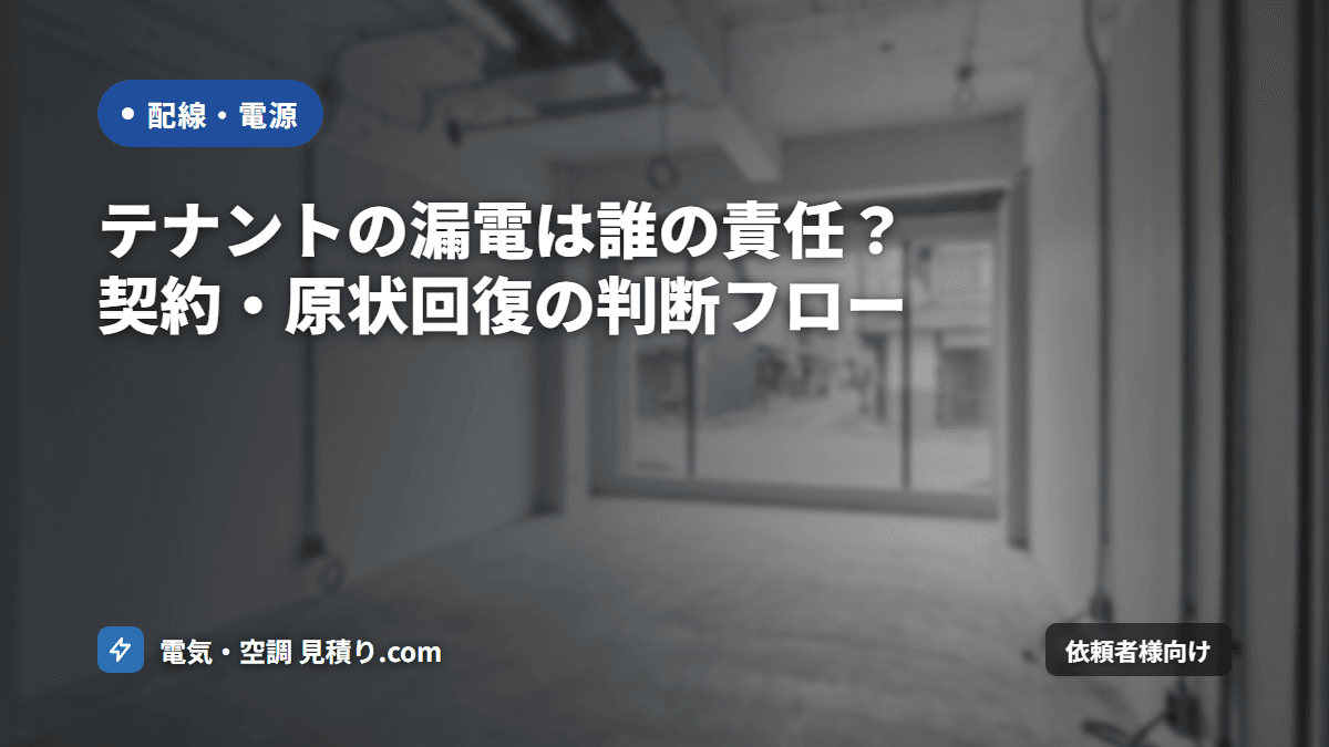 テナントの漏電は誰の責任?契約・原状回復の判断フロー