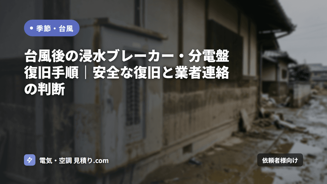 台風後の浸水ブレーカー・分電盤復旧手順|安全な復旧と業者連絡の判断