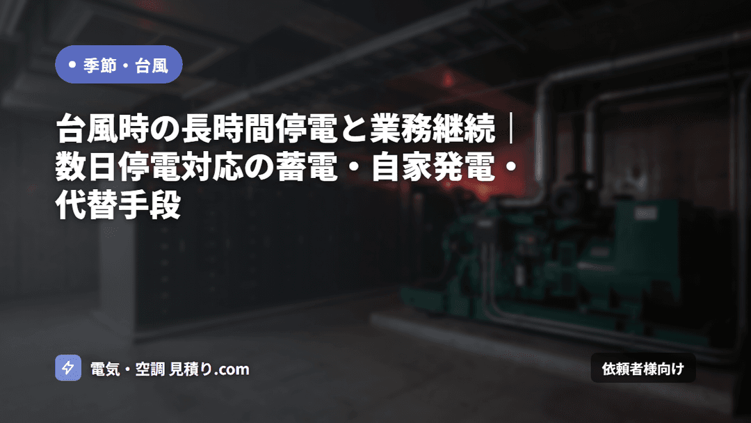 台風時の長時間停電と業務継続|数日停電対応の蓄電・自家発電・代替手段