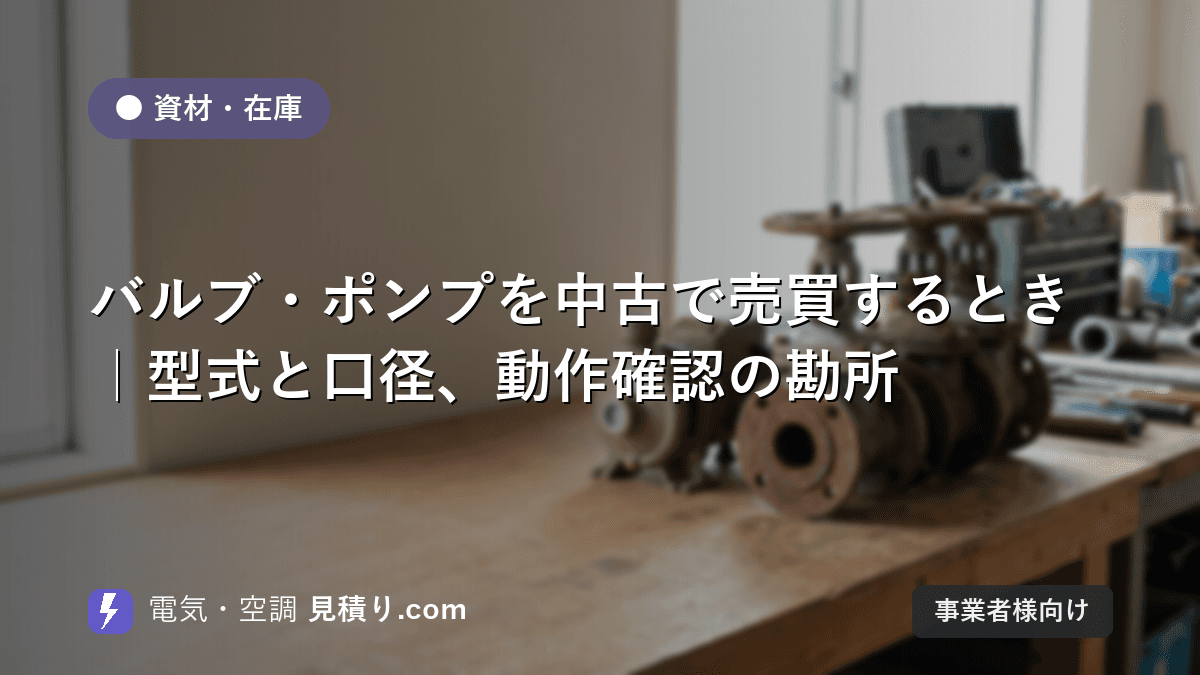 バルブ・ポンプを中古で売買するとき|型式と口径、動作確認の勘所