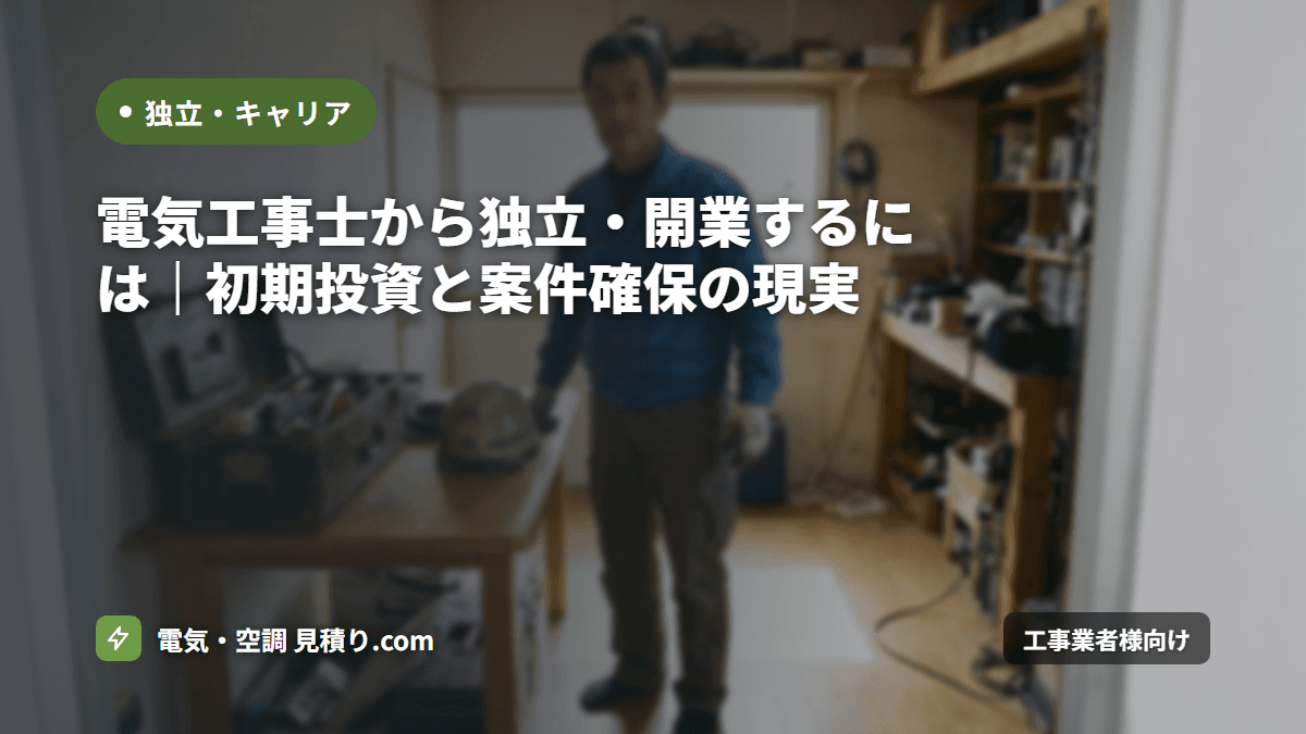 電気工事士から独立・開業するには|初期投資と案件確保の現実