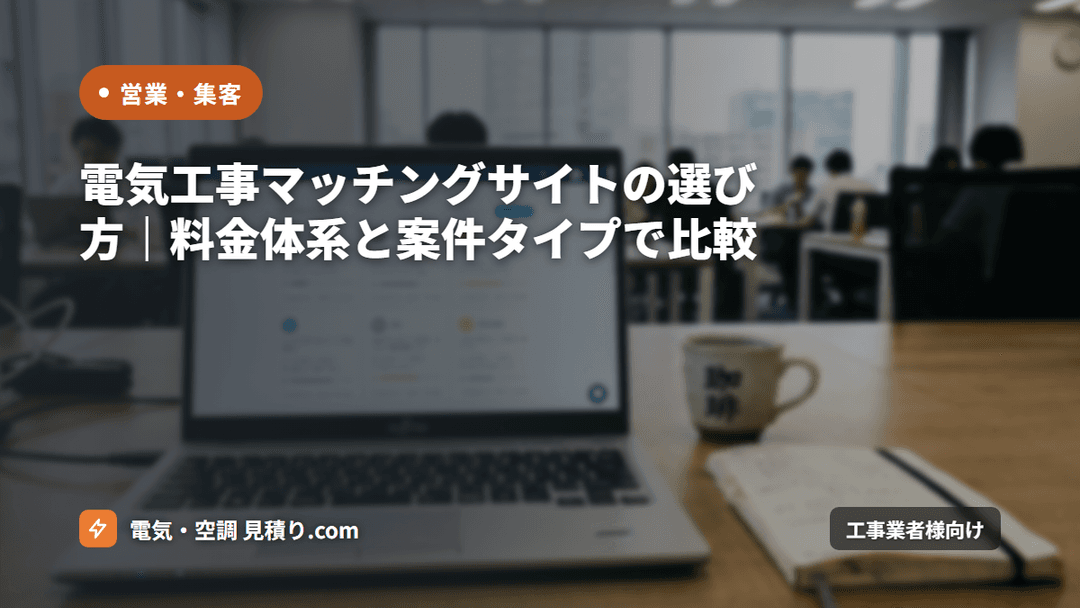 電気工事マッチングサイトの選び方|料金体系と案件タイプで比較